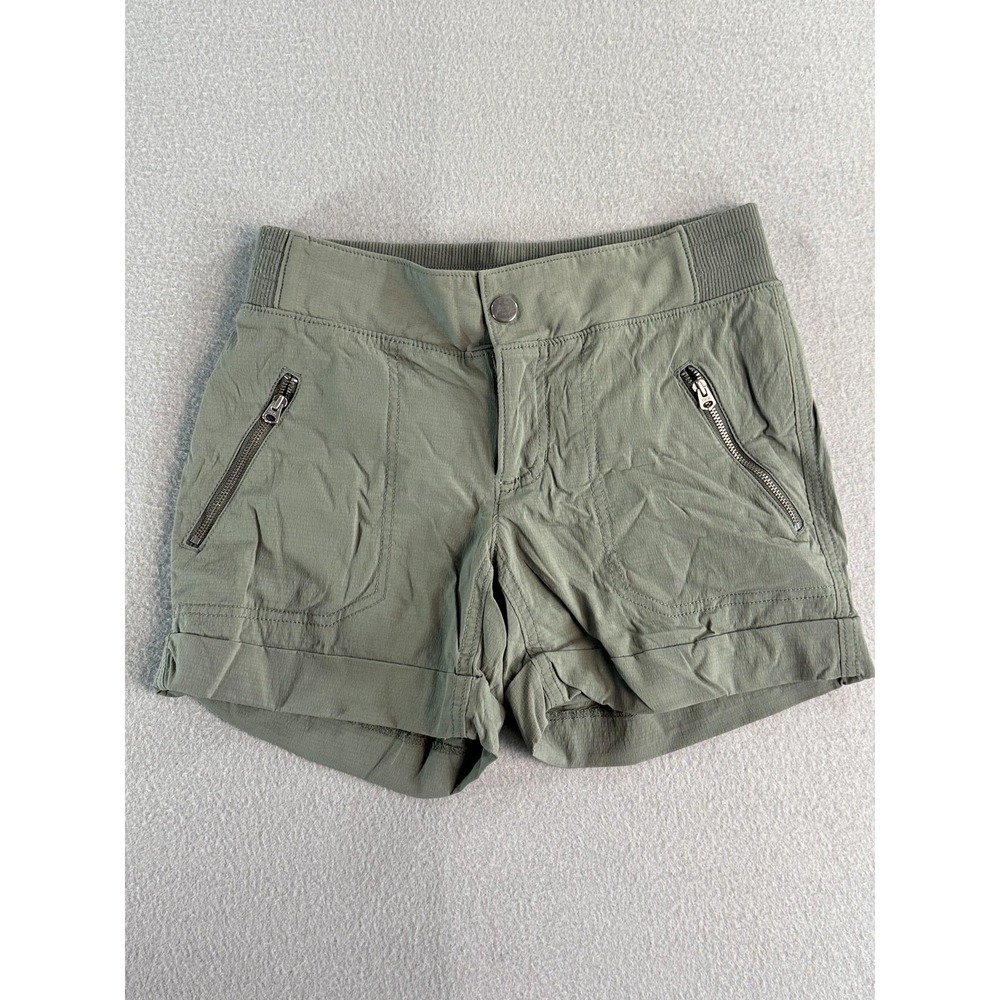 Athleta Shorts Womens 0 Green Hiking 3 Inseam Elastic Waist Zip Pockets‎ Stretch